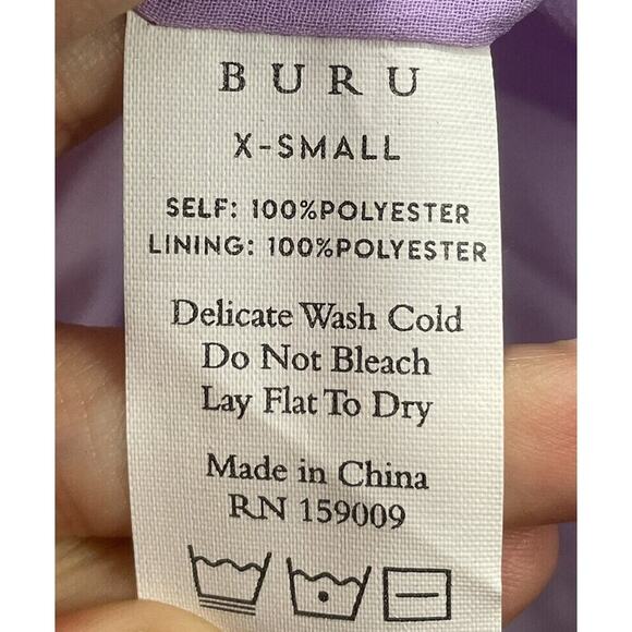 BURU Lavender Floral Print MIDI Peplum Dress Metallic Trim Size XS Front To Back - Picture 7 of 7